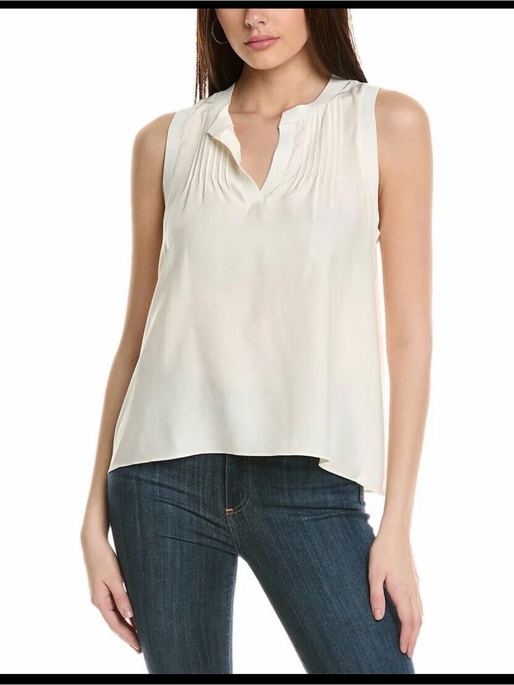 Cinq a Sept 'Lannah' Sleeveless Silk Top Ivory